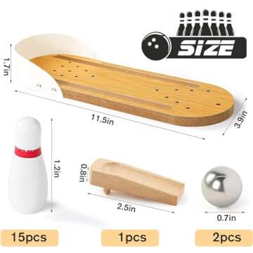 3 otters Mini Bowling Set, Wooden Tabletop Bowling Game Desk Toys Desktop Bowling Home Bowling Alley...