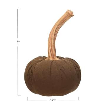 Creative Co-Op Flocked Resin Pumpkin with Stone Powder, Brown