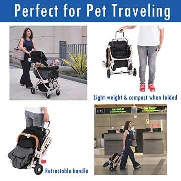 HPZ Pet Rover Lite Premium Light-Weight Dog/Cat/Pet Stroller Travel Carriage with Convertible Compar...
