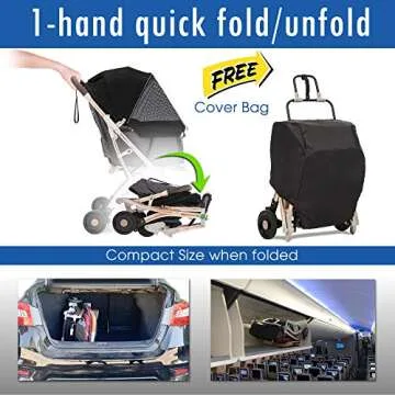 HPZ Pet Rover Lite Premium Light-Weight Dog/Cat/Pet Stroller Travel Carriage with Convertible Compartment/Zipper-Less Entry/1-Hand Quick Fold/Aluminum Frame for Small & Medium Pets (Black 2nd-Gen.)