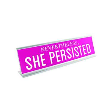 WELLSPRING "She Persisted" Acrylic Desk Sign - Witty and Funny Desk Signs for Office, Perfect Office...