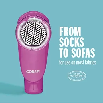 Conair Fabric Shaver and Lint Remover, Battery Operated Portable Fabric Shaver, Pink