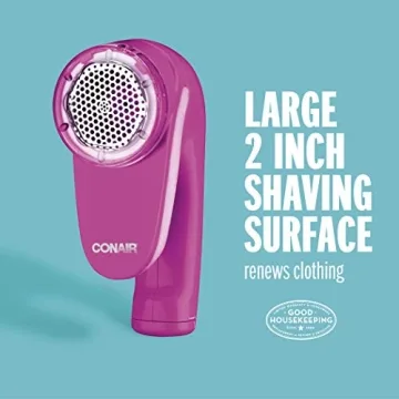 Conair Fabric Shaver and Lint Remover, Battery Operated Portable Fabric Shaver, Pink