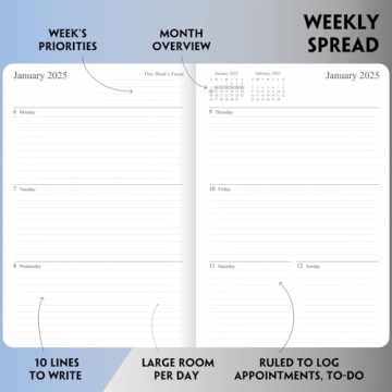 2025 Planner for Organized Living with Vegan Leather Cover