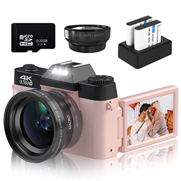 VETEK 4K 48MP Digital Camera with Wide-Angle & Macro Lenses - Perfect for Vlogging