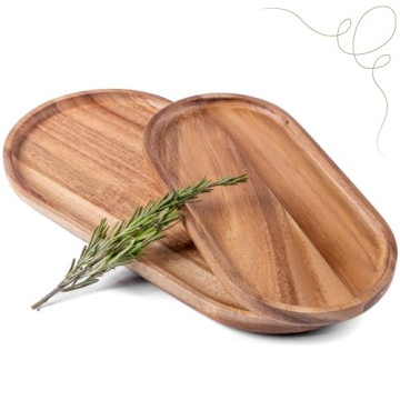 SPEShh Acacia Wooden Serving Trays Set of 2 - Perfect for Charcuterie and More!