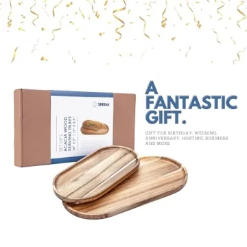 Acacia Wooden Serving Trays Set - Rustic & Elegant Design