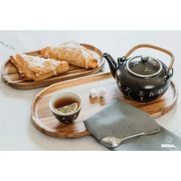 Acacia Wooden Serving Trays Set - Rustic & Elegant Design