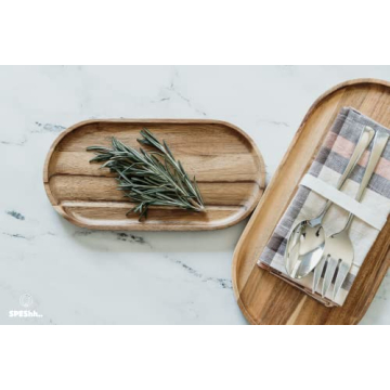 Acacia Wooden Serving Trays Set - Rustic & Elegant Design