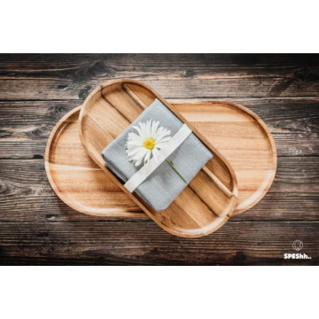Acacia Wooden Serving Trays Set - Rustic & Elegant Design