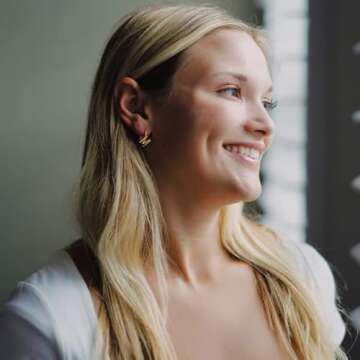 SANNYRA Initial B Hoop Earrings for Women, 26 Letter Studs Earring, 14K Gold Plated Hypoallergenic T...