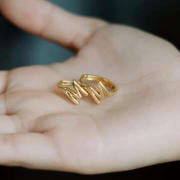 SANNYRA Initial B Hoop Earrings: Personalized 14K Gold Jewelry