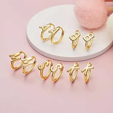 SANNYRA Initial B Hoop Earrings: Personalized 14K Gold Jewelry