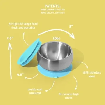Avanchy Baby Bowls with Suction and Storage Lids Set