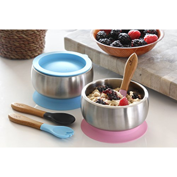 Avanchy Baby Bowls with Suction and Storage Lids Set