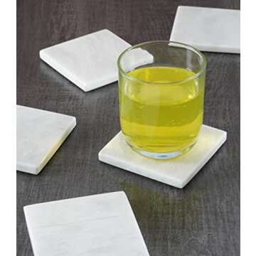 Radicaln Marble Coaster Plate Square 3.5" Inches White Handmade Coaster Set for Coffee Table & Cup Holder Coaster for Drink & Kitchen Caddy Drinkware