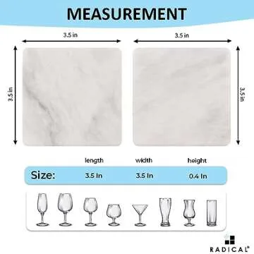 Radicaln Marble Coaster Plate Square 3.5" Inches White Handmade Coaster Set for Coffee Table & Cup Holder Coaster for Drink & Kitchen Caddy Drinkware