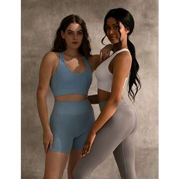 CELER Sports Bras for Women Racerback Chemistry Seamless Workout Yoga Gym Fitness Bra with Removable Pads, Sea Glass XS