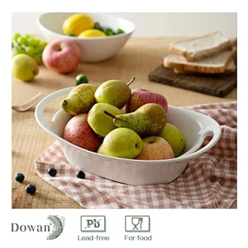 DOWAN 2 Quart Serving Bowls with Handles for Entertaining