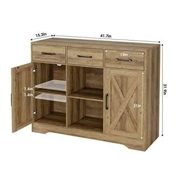 Modern Farmhouse Buffet Storage Cabinet with Barn Doors