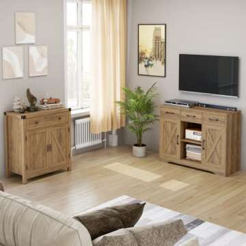 Modern Farmhouse Buffet Storage Cabinet with Barn Doors