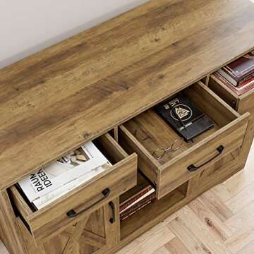 Modern Farmhouse Buffet Storage Cabinet with Barn Doors