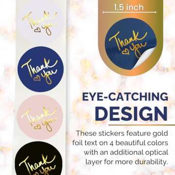 1000 1.5 Inch Thank You Stickers | Small Business & Packaging Stickers | Self-Adhesive, Waterproof & Durable