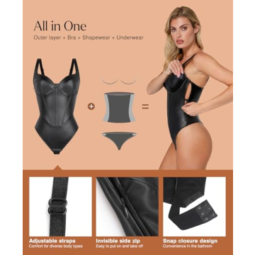 Stylish Popilush Faux Leather Bodysuit for Women