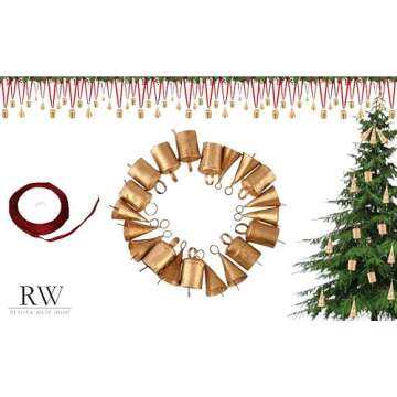 Set of 20 Rustic Christmas Bells for Decor and Crafts