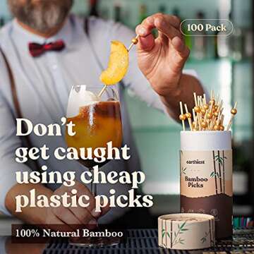 Earthiest Cocktail Picks For Appetizers, Drinks, Sandwiches & Kababs 6" (100pcs) - Fancy Toothpicks ...