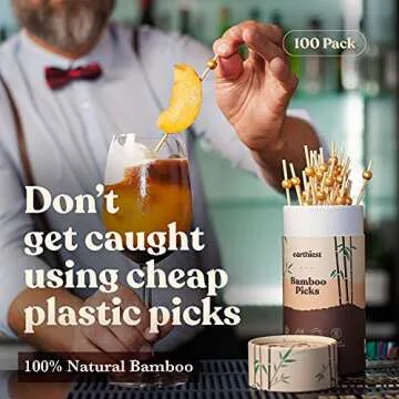 Earthiest Cocktail Picks For Appetizers, Drinks, Sandwiches & Kababs 6" (100pcs) - Fancy Toothpicks ...