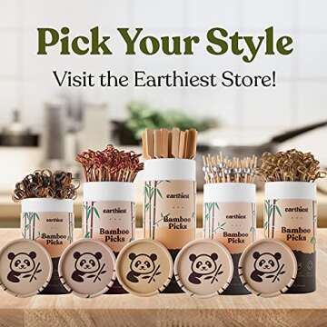 Earthiest Cocktail Picks For Appetizers, Drinks, Sandwiches & Kababs 6" (100pcs) - Fancy Toothpicks for Appetizers - Biodegradable Bamboo Skewers for Appetizers (Gold)