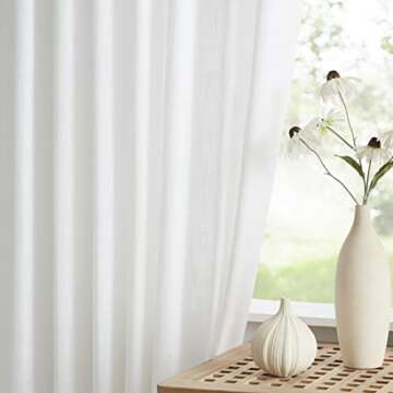 Vision Home White Pinch Pleated Semi Sheer Curtains Textured Light Filtering Window Curtains 108 inc...
