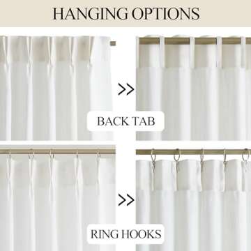 Vision Home White Pinch Pleated Semi Sheer Curtains Textured Light Filtering Window Curtains 108 inch for Living Room Bedroom Rayon Blended Pinch Pleat Drapes with Hooks 2 Panels 40" Wx108 L