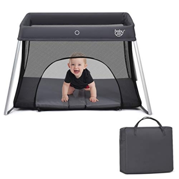 BABY JOY Baby Foldable Travel Crib - 2 in 1 Portable Playpen for Infants & Toddlers
