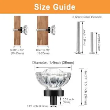 VEHCIL Crystal Cabinet Knobs, 8 Pack Vintage Cabinet Dresser Knobs Single Hole Matte Black Decorative Drawer Knobs Crystal Knobs for Cabinets Kitchen Cupboard Bathroom, Round Flower Design