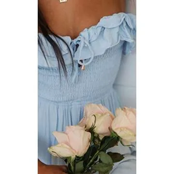 Stylish Blue Off The Shoulder Summer Cocktail Dress
