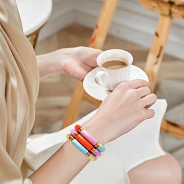 GOOJIDS Colorful Bamboo Tube Bangles Bracelet Set