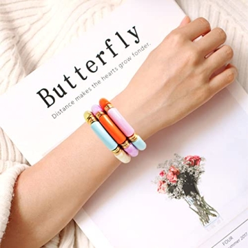 GOOJIDS Colorful Bamboo Tube Bangles Bracelet Set