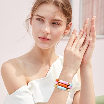 GOOJIDS Colorful Bamboo Tube Bangles Bracelet Set