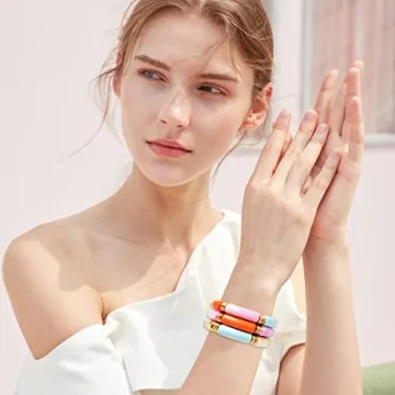 GOOJIDS Colorful Bamboo Tube Bangles Bracelet Set