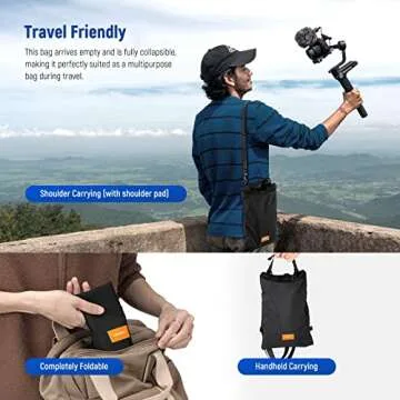 NEEWER Sandbag for Photography, 15.5"x9.4" Foldable Handheld Storage Bag with Shoulder Strap, Heavy Duty Polyester Saddlebag/Beanbag/Tripod Weight Bag for Camera Lens Support & Light Stands Boom Arms