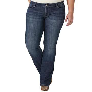Wrangler womens Western Plus Size Mid Rise Stretch Boot Cut Jeans, Mid Wash, 26-32 US
