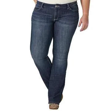 Wrangler womens Western Plus Size Mid Rise Stretch Boot Cut Jeans, Mid Wash, 26-32 US