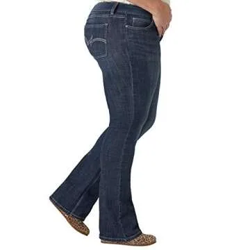 Wrangler womens Western Plus Size Mid Rise Stretch Boot Cut Jeans, Mid Wash, 26-32 US