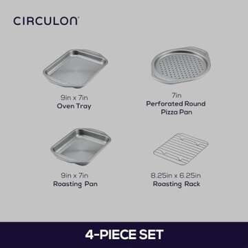 Circulon Total Bakeware Nonstick Toaster Oven & Personal Pizza Pan Baking Set, 4-Piece