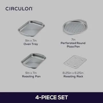 Circulon Total Bakeware Nonstick Toaster Oven & Personal Pizza Pan Baking Set, 4-Piece