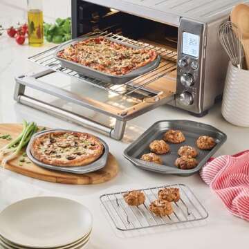 Circulon Total Bakeware Nonstick Toaster Oven & Personal Pizza Pan Baking Set, 4-Piece