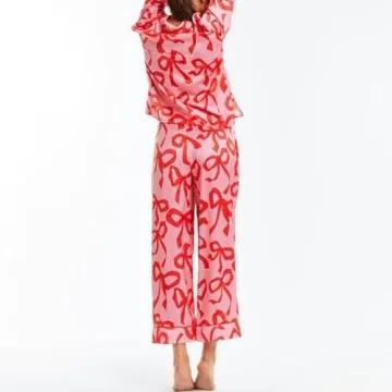 Luxurious Multitrust Bow Pajamas Set for Women in Pink