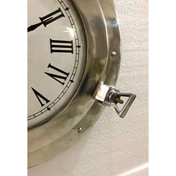 Antique Marine Brass Ship Porthole Clock Nautical Wall Clock Home Decorative (15" inches)